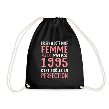30th birthday - Born in March 1995 - Drawstring Bag - black - Front