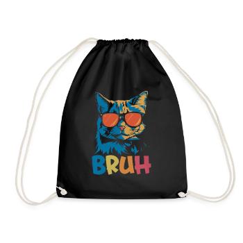 Bruh-Katze - Turnbeutel - Schwarz - Vorne