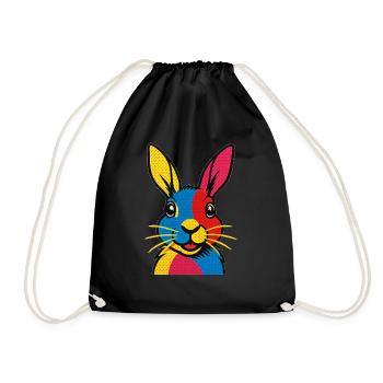 Rabbit Pop Art - Drawstring Bag - black - Front