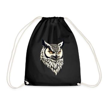 Eagle owl - Drawstring Bag - black - Front