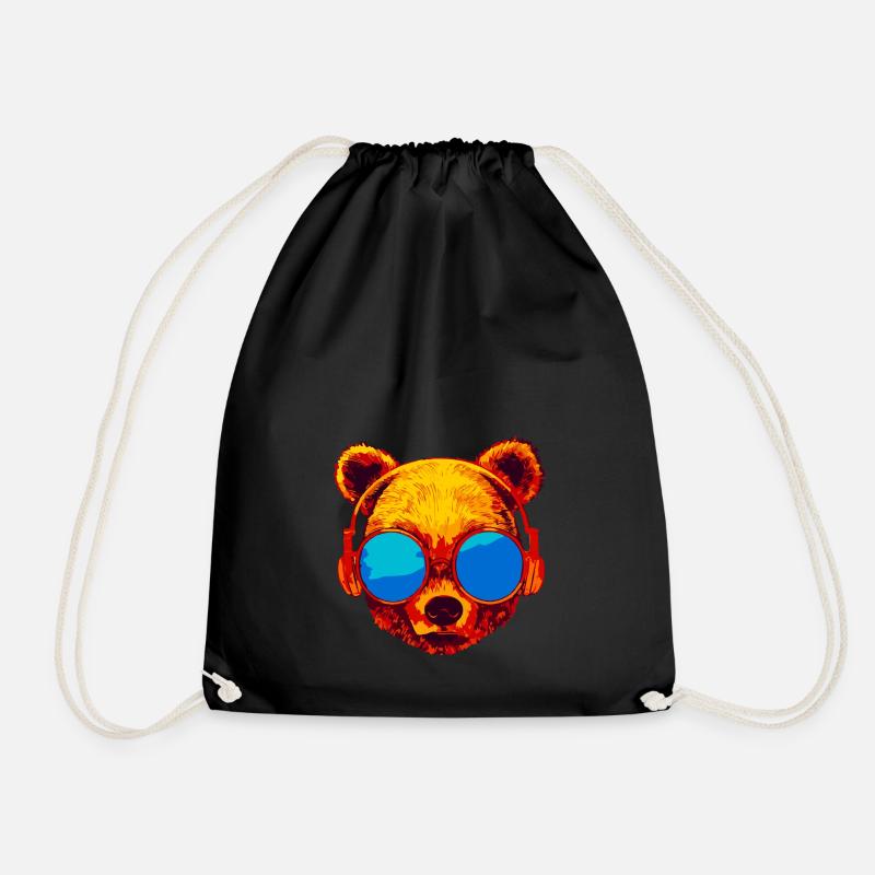 Bär mit Sonnenbrille - Turnbeutel - Schwarz