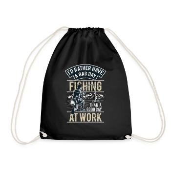 FISHING - lustiges Angler Shirt Vatertag Geschenk - Turnbeutel - Schwarz - Vorne