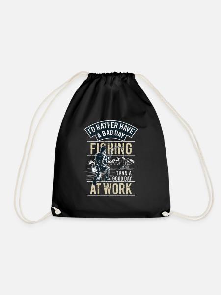 FISHING - Funny Angler Shirt Father's Day Gift - Drawstring Bag - black