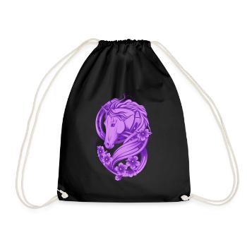 Lucky Horse Shoe and Flowers - Drawstring Bag - black - Front