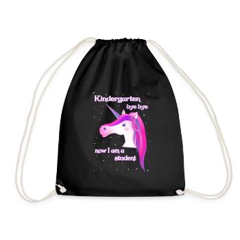 unicorn pink unicorn kindergarten student - Turnbeutel - Schwarz - Vorne