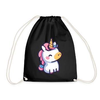 Niedliches Einhorn-Design - skurrile Cartoon-Kunst - Turnbeutel - Schwarz - Vorne