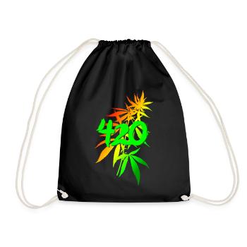 420 cannabis - Drawstring Bag - black - Front