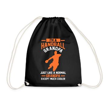 Handball Großvater Vatertag Geschenk - Turnbeutel - Schwarz - Vorne