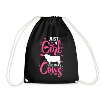 A girl from the country loves cows - Drawstring Bag - black - Front