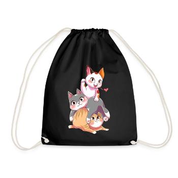Doux Chats Dans Anime Kawaii Style Japon Chat Japa - Sac de sport léger - noir - Devant