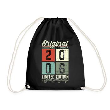 Original October 2006 16th Birthday Gift Cool - Drawstring Bag - black - Front