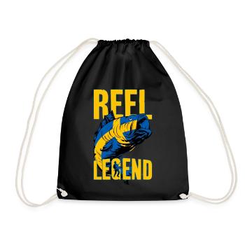 ANGELN SCHWEDEN ANGLER FISCHEN REEL LEGEND - Turnbeutel - Schwarz - Vorne
