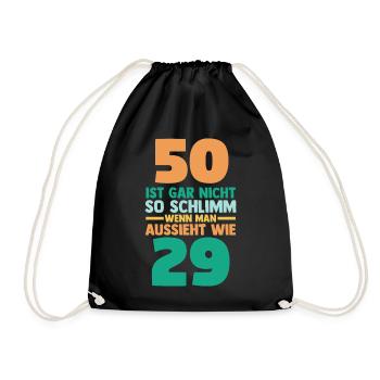 Fünfzig 50 Jahre Fünfzigster Geburtstag - Turnbeutel - Schwarz - Vorne