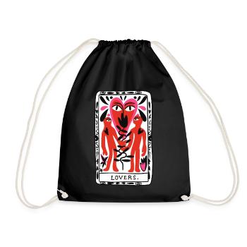 Lovers Card Black - Drawstring Bag - black - Front