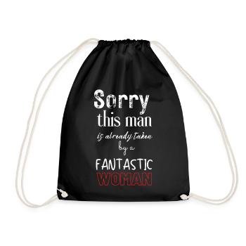 Taken by a Fantastic Woman Typo Tee - Drawstring Bag - black - Front