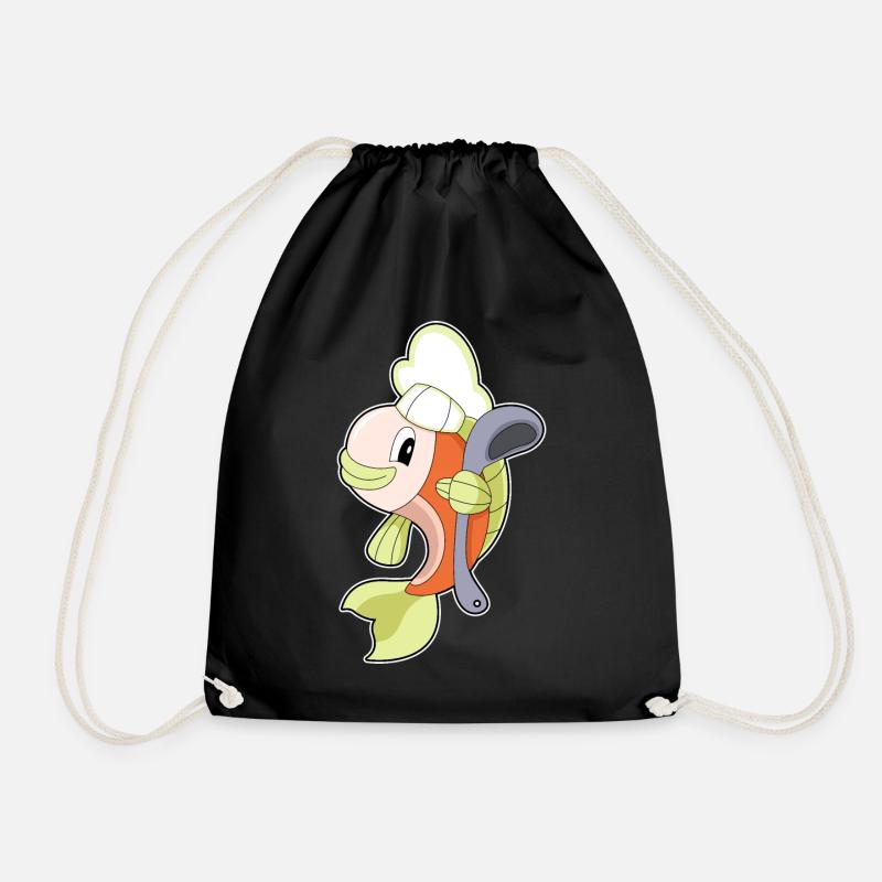 Fisch Koch Kochlöffel - Turnbeutel - Schwarz