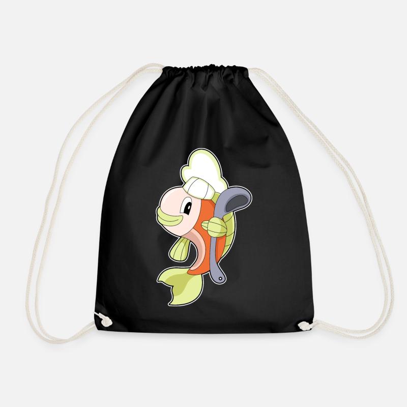 Fisch Koch Kochlöffel - Turnbeutel - Schwarz