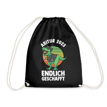 Abiturienten Abschluss 2023 Dinosaurier Abitur - Turnbeutel - Schwarz - Vorne