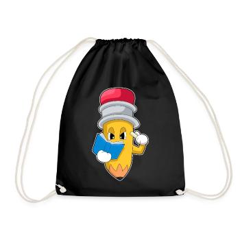 Pencil Teacher Book School - Drawstring Bag - black - Front