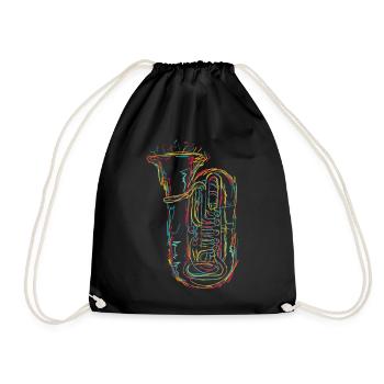 Tuba Sketch - Drawstring Bag - black - Front