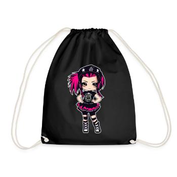 Cool Gothic Punk Girl - Drawstring Bag - black - Front