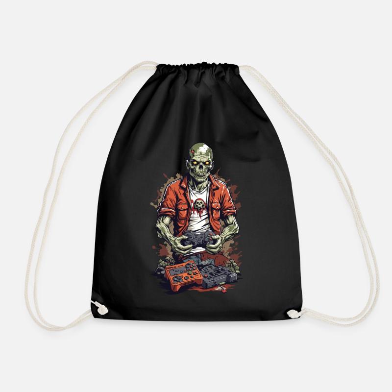 Zombie Gamer Retro Halloween Gaming Fun - Turnbeutel - Schwarz