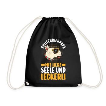 Hund Hundepapa Vater Bullterrierpapa Bullterrier - Turnbeutel - Schwarz - Vorne