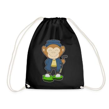 Monkey Pensioner Walking Stick - Drawstring Bag - black - Front