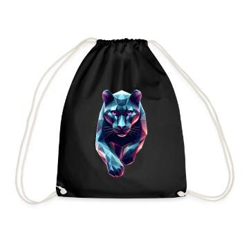 Blue Panther Geometric Origami 3D - Drawstring Bag - black - Front