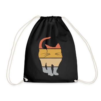 retro cat vintage tomcat cat lover icon icon - Drawstring Bag - black - Front