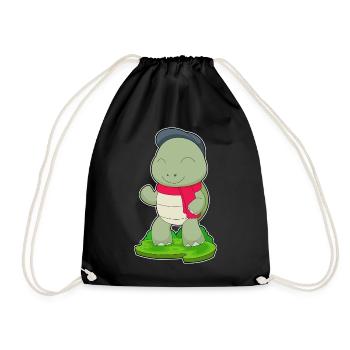 Turtle Winter Scarf - Drawstring Bag - black - Front