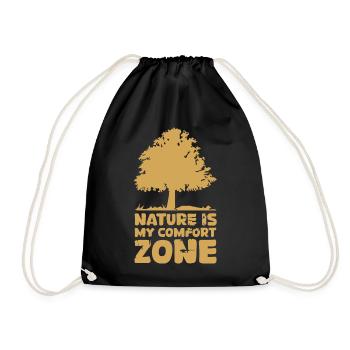 Komfort Zone Natur Baum Wald Herbst Spruch lustig - Turnbeutel - Schwarz - Vorne
