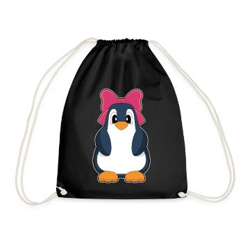 Pinguin Haarschleife - Turnbeutel - Schwarz - Vorne