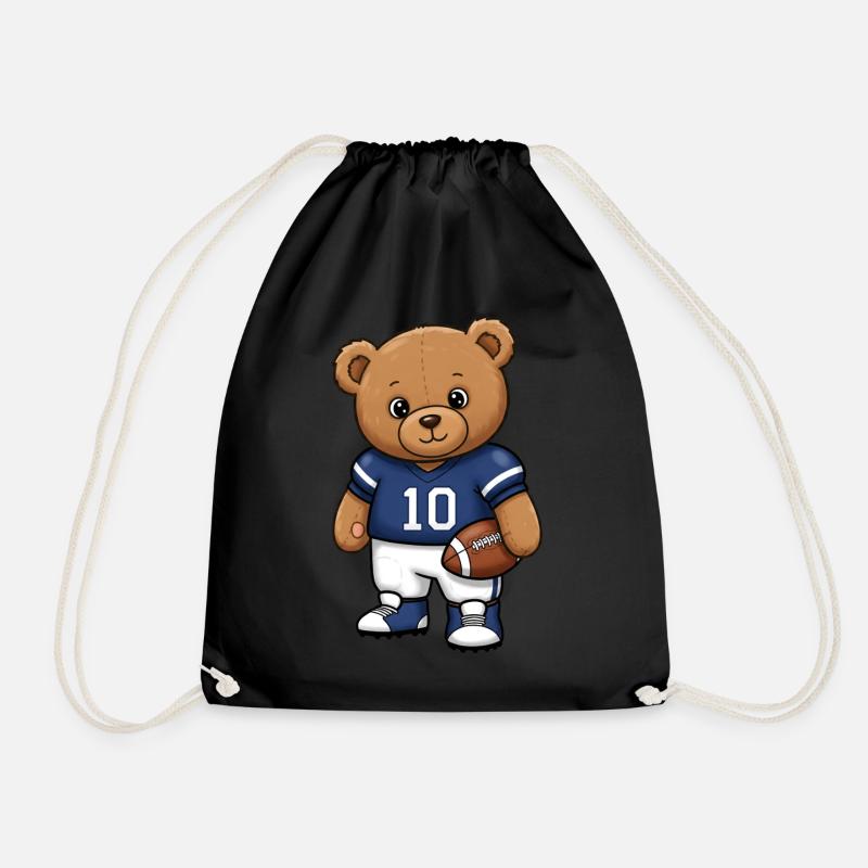 Teddy Bear Football Player - Drawstring Bag - black