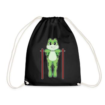 Frosch Bodybuilder Klimmzüge Bodybuilding - Turnbeutel - Schwarz - Vorne