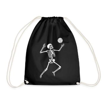 Skelett Volleyball Silhouette - Turnbeutel - Schwarz - Vorne