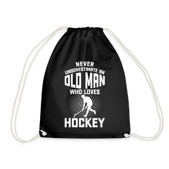 Hockey Eishockey Eishockeyspieler Geschenk - Drawstring Bag - black - Front