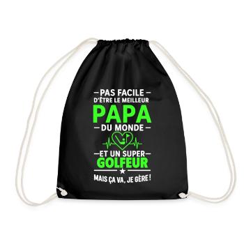 Cœur + Golf – Super Papa Golfeur - Sac de sport léger - noir - Devant