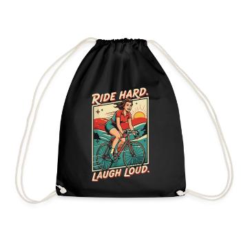 Ride Hard Laugh Loud Retro Fahrrad - Turnbeutel - Schwarz - Vorne