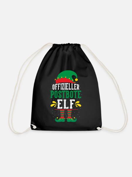 Weihnachten BRIEFZUSTELLER POSTBOTE ELF Lustig - Turnbeutel - Schwarz