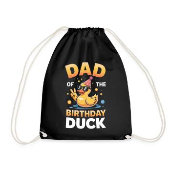 Dad Birthday Duck Party - Drawstring Bag - black - Front