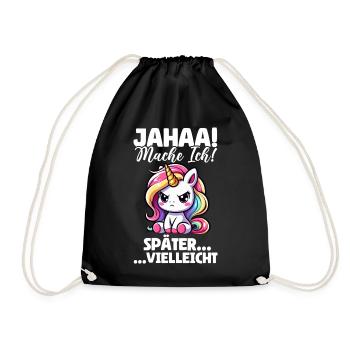 yes, maybe I'll make unicorn lovers later - Drawstring Bag - black - Front