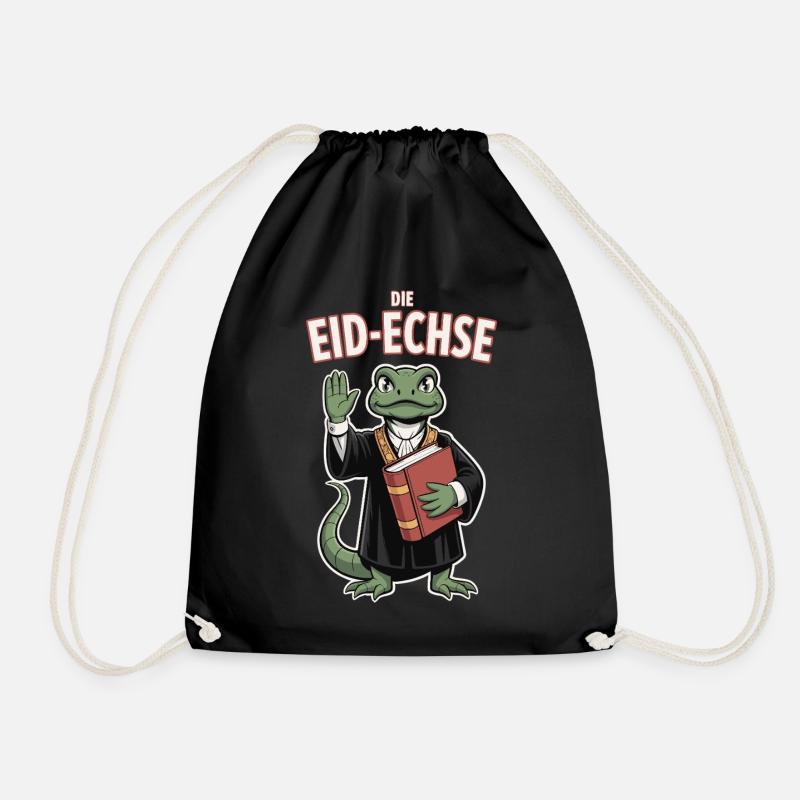 Oath Lizard Funny Reptile Justice Motif - Drawstring Bag - black