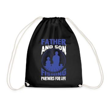 Father & Son Fishing Gift - Drawstring Bag - black - Front