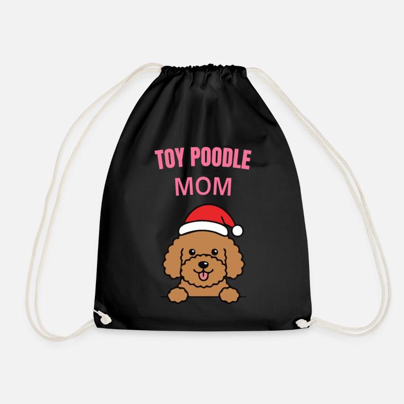 Toy Poodle Mom Christmas - Drawstring Bag - black