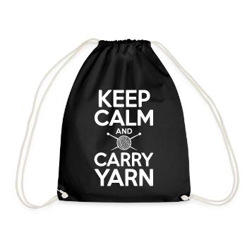 Keep Calm and Carry Yarn - Drawstring Bag - black - Front