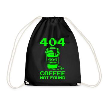 404 Not Found, Software Developer Shirt, Pullover Hoodie - Drawstring Bag - black - Front