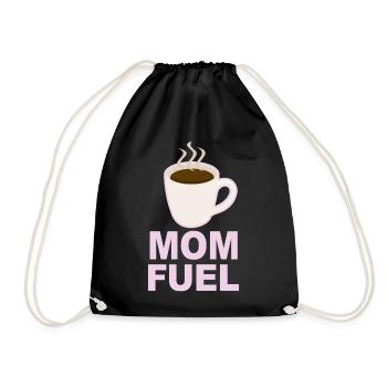 Mom Fuel – Coffee Powered Mom Design - Drawstring Bag - black - Front