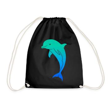 Dolphin Dolphin Men Boys Kids Bottlenose dolphin - Drawstring Bag - black - Front