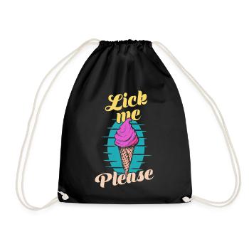Lick Me Please Eis Cream Funny Retro Art - Drawstring Bag - black - Front
